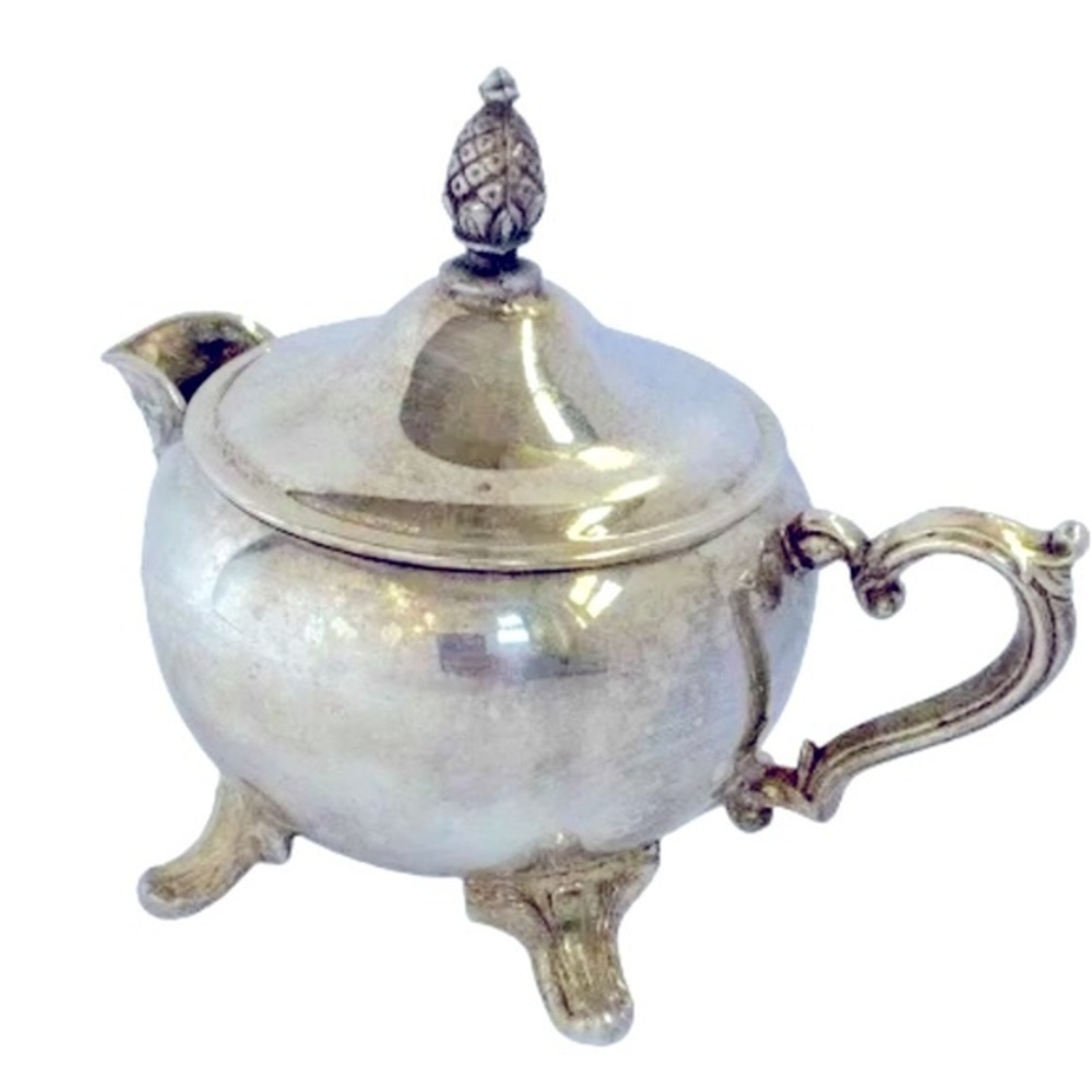 Vintage I.S.Co. Silver Plated Creamer With Pineapple Lid Tap Footed